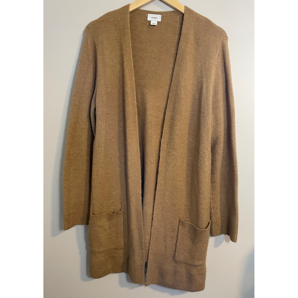 Old Navy Womens Camel Brown Open Front Longline Cardigan Sweater Size L Office